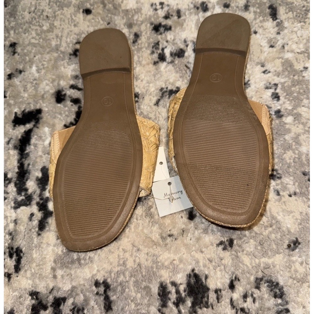 A New Day Womens Ariella Raffia Tan Slide Sandals Shoes Memory Foam Insole Sz 10 - Picture 3 of 3